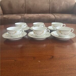 Vintage Denby Limoge Fine Porcelaine tea cups and Saucers set